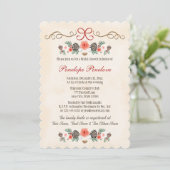 ヴィンテージフローラピネコーンクリスマスブライダルシャワー 招待状 (スタンド正面)