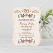ヴィンテージフローラピネコーンビジネスホリデーパーティー 招待状 (スタンド正面)