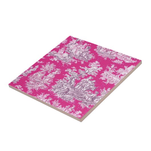 ヴィンテージフローラピンカマゼンタトイレデジュイミモノグラム タイル (側面)