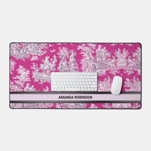 ヴィンテージフローラピンカマゼンタトイレデジュイミモノグラム デスクマット (キーボード&マウス)