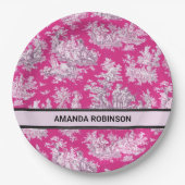 ヴィンテージフローラピンカマゼンタトイレデジュイミモノグラム ペーパープレート (正面)