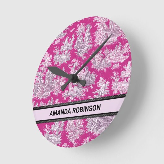 ヴィンテージフローラピンカマゼンタトイレデジュイミモノグラム ラウンド壁時計 (傾斜)