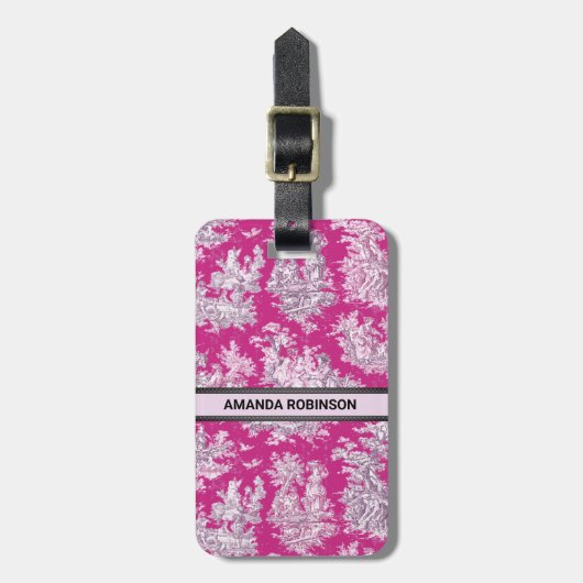 ヴィンテージフローラピンカマゼンタトイレデジュイミモノグラム ラゲッジタグ (正面縦)