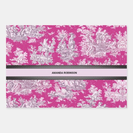 ヴィンテージフローラピンカマゼンタトイレデジュイミモノグラム ラッピングペーパーシート (正面2)