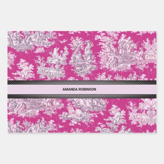ヴィンテージフローラピンカマゼンタトイレデジュイミモノグラム ラッピングペーパーシート (正面)