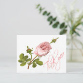 ヴィンテージフローラピンクのバラ結婚の花のバラ ポストカード (スタンド正面)