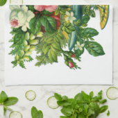 ヴィンテージフローラピンクのバラ、花の花瓶 キッチンタオル (折り畳み)