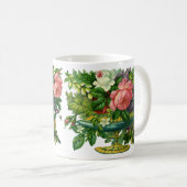 ヴィンテージフローラピンクのバラ、花の花瓶 コーヒーマグカップ (正面右)