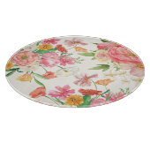 ヴィンテージフローラピンクの花キッチンデコール カッティングボード (角)