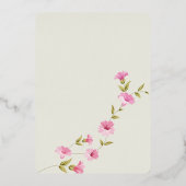 ヴィンテージフローラピンクの花バラ結婚金ゴールド 箔招待状 (裏面)