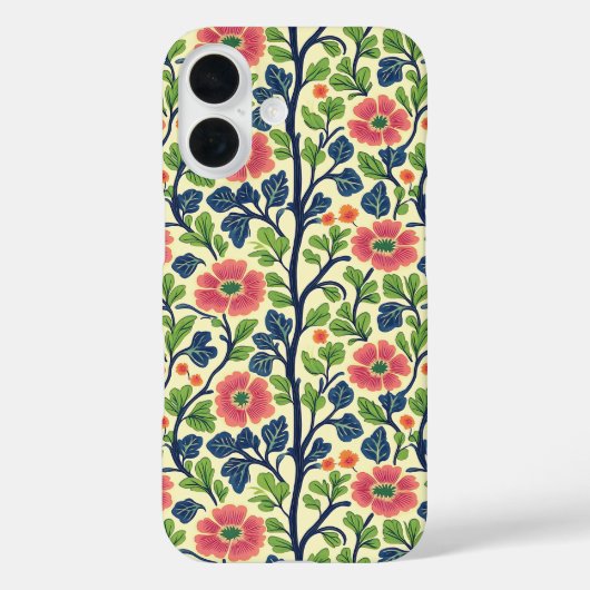 ヴィンテージフローラピンクの花緑豊かな葉 Case-Mate iPhoneケース (裏面)