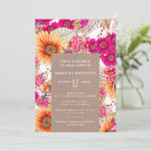 ヴィンテージフローラピンクオレンジ素朴ブライダルシャワー 招待状 (スタンド正面)