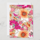 ヴィンテージフローラピンクオレンジ素朴ブライダルシャワー 招待状 (裏面)