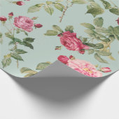 ヴィンテージフローラピンクカントリーバラ ラッピングペーパー (角)