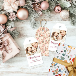ヴィンテージフローラピンククリスマスギフトラベル ギフトタグ