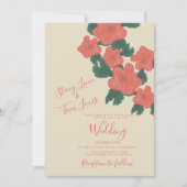 ヴィンテージフローラピンクコーラルボ結婚タニーズ 招待状 (正面)