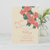 ヴィンテージフローラピンクコーラルボ結婚タニーズ 招待状 (スタンド正面)