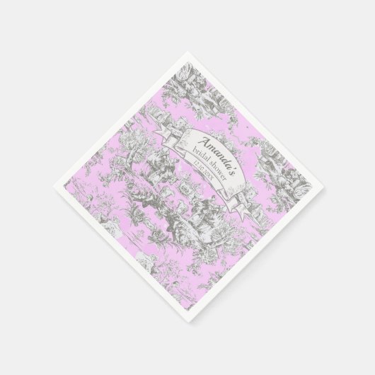 ヴィンテージフローラピンクトイレデジュイブライダルシャワー スタンダードカクテルナプキン (角)