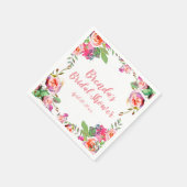ヴィンテージフローラピンクパーソナライズされたブライダルシャワー スタンダードカクテルナプキン (角)