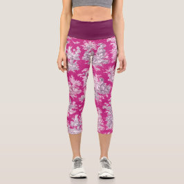 ヴィンテージフローラピンクマゼンタトイレドゥジュイ カプリレギンス