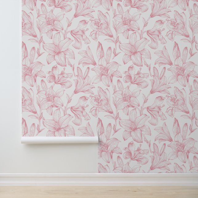 ヴィンテージフローラピンクリリーフラワーズホームデコール 壁紙 (アプリケーション)
