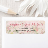 ヴィンテージフローラピンクロマンチック優雅な結婚式 ラベル (インサイチュ)