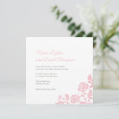 ヴィンテージフローラピンクローズレーススクウェア結婚ズ 招待状 (スタンド正面)