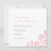 ヴィンテージフローラピンクローズレーススクウェア結婚ズ 招待状 (正面)