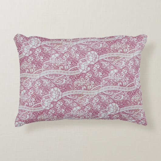 ヴィンテージフローラピンク白い花ジョン・ヘンリー・デアル アクセントクッション (正面)