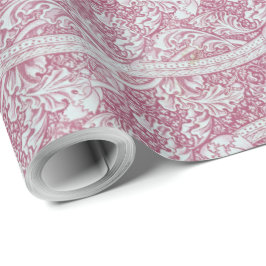 ヴィンテージフローラピンク白い花ジョン・ヘンリー・デアル ラッピングペーパー