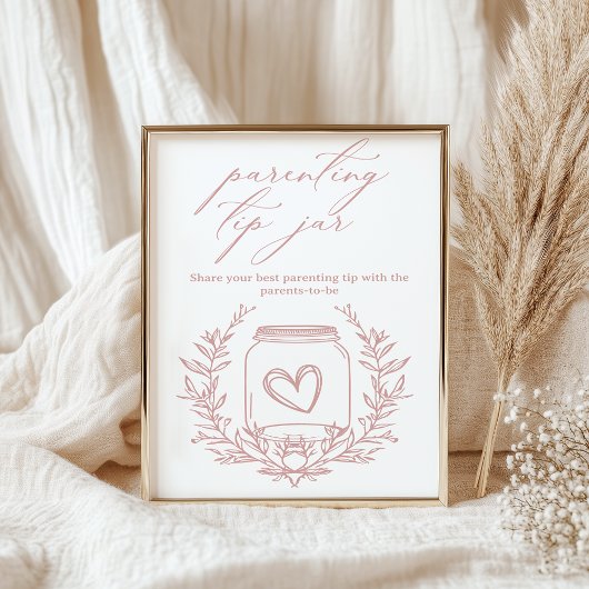 ヴィンテージフローラピンク赤ちゃんシャワー子育てチップジャー ポスター