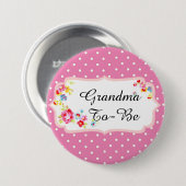 ヴィンテージフローラピンク「おばあちゃん」ベビーボタン 缶バッジ (正面&裏面)