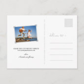 ヴィンテージフローラピーコックパープルフォトセーブ日付 案内ポストカード (裏面)