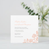 ヴィンテージフローラピーチバラレースススクエア結婚ズ 招待状 (スタンド正面)