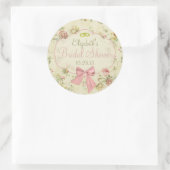 ヴィンテージフローラピーチボウブライダルシャワー ラウンドシール (バッグ)