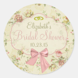 ヴィンテージフローラピーチボウブライダルシャワー ラウンドシール