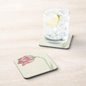 ヴィンテージフローラファインアート:ピンクと白のチューリップ コースター (右側)