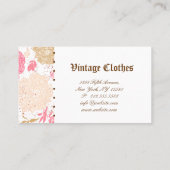 ヴィンテージフローラファッション衣料ピンクホワイトクリーム 名刺 (裏面)