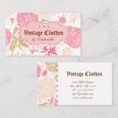 ヴィンテージフローラファッション衣料ピンクホワイトクリーム 名刺 (正面/裏面)