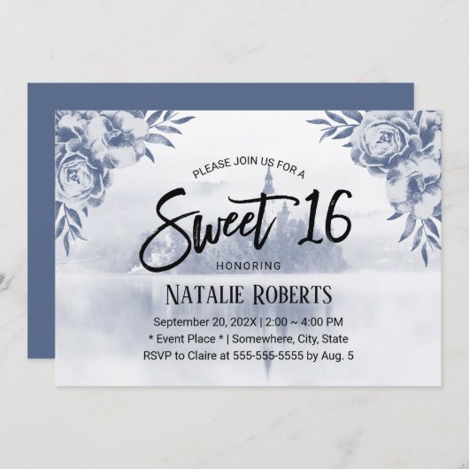 ヴィンテージフローラフェアユータリーミスティレイクスウィート16 招待状 (正面/裏面)