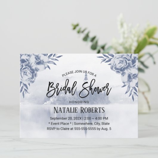 ヴィンテージフローラフェアユータリーミスティレイクブライダルシャワー 招待状 (スタンド正面)