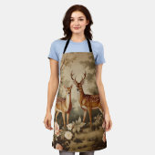 ヴィンテージフローラフォレストディアー エプロン (着用した状態)
