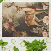 ヴィンテージフローラフォレストディアー キッチンタオル (折り畳み)