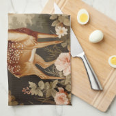 ヴィンテージフローラフォレストディアー キッチンタオル (四つ折り)