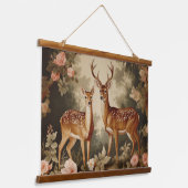 ヴィンテージフローラフォレストディアー 吊り下げ型タペストリー (傾斜あり)