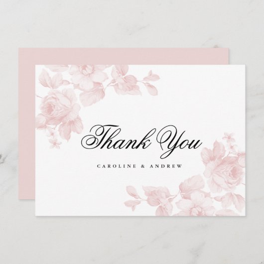 ヴィンテージフローラフラットサンキューノートカード ノートカード (正面/裏面)