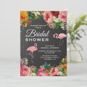 ヴィンテージフローラフラミンゴブライダルシャワー招待 招待状 (スタンド正面)