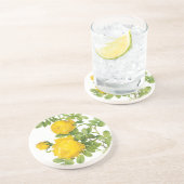 ヴィンテージフローラフラワーイエローローズバイルドート コースター (側面)