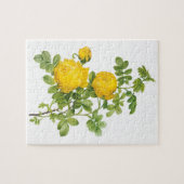 ヴィンテージフローラフラワーイエローローズバイルドート ジグソーパズル (横)