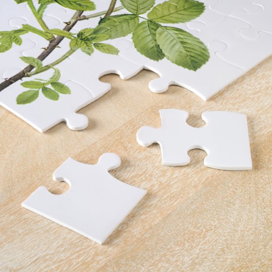 ヴィンテージフローラフラワーイエローローズバイルドート ジグソーパズル (側面)